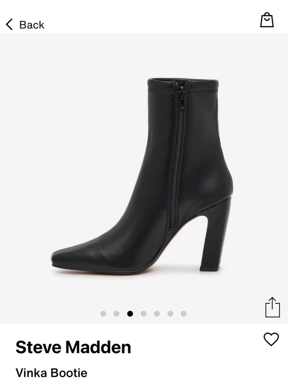 Steve Madden Vinka Black Leather Pointed Ankle Boot